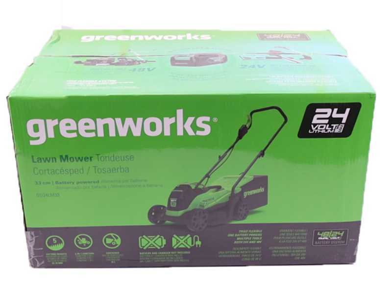 Greenworks GD24LM33 - Tagliaerba a batteria 24V - SENZA BATTERIA E CARICABATTERIA
