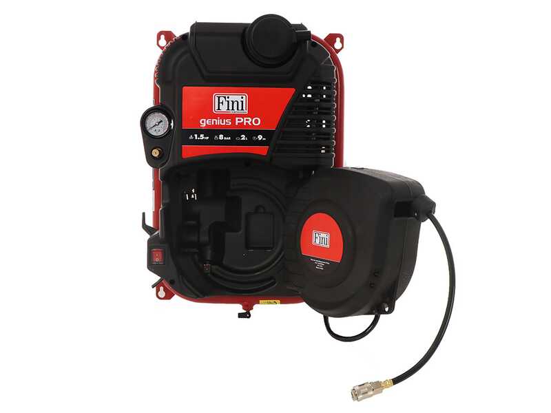 Fini Genius Pro 230/50 - Compressore monofase a muro, oil-less - Motore 1.5 HP 