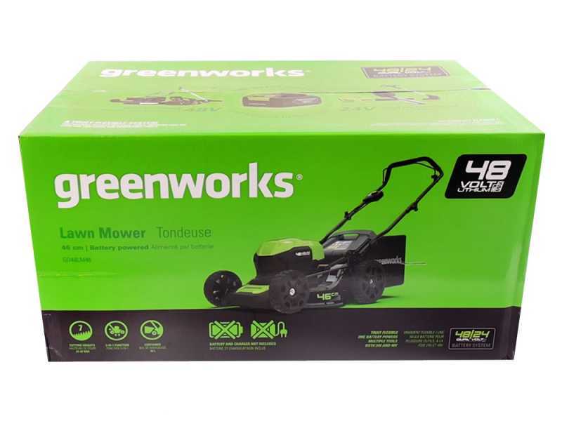 Greenworks GD48LM46 - Tagliaerba a batteria 48V - SENZA BATTERIA E CARICABATTERIA