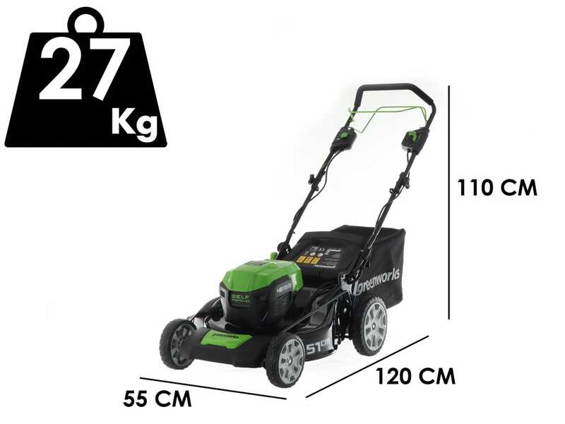 Greenworks GD48LM51SP - Tagliaerba a batteria 48V - SENZA BATTERIA E CARICABATTERIA