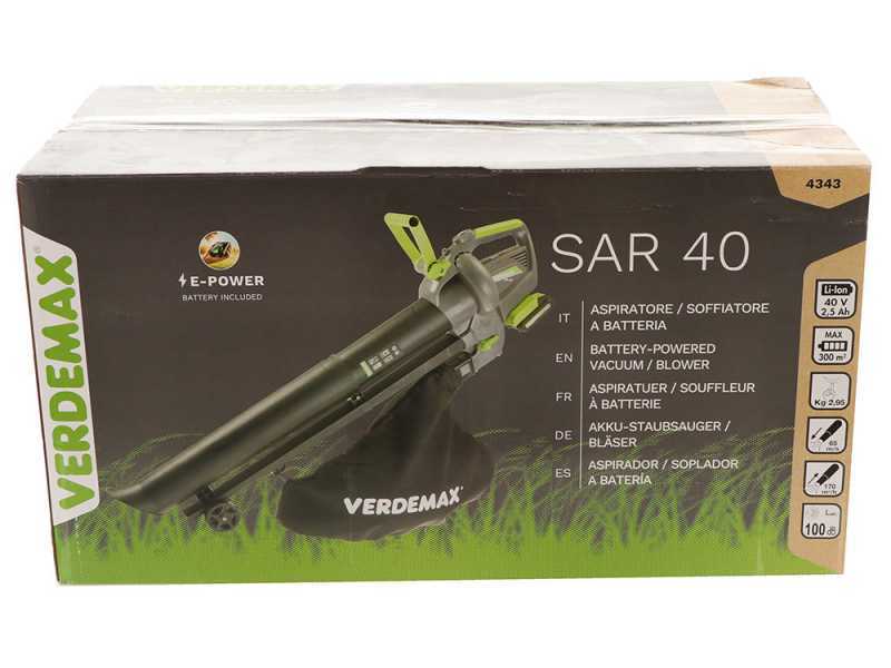 Verdemax SAR40 - Soffiatore aspiratore per foglie 40V 2.5Ah
