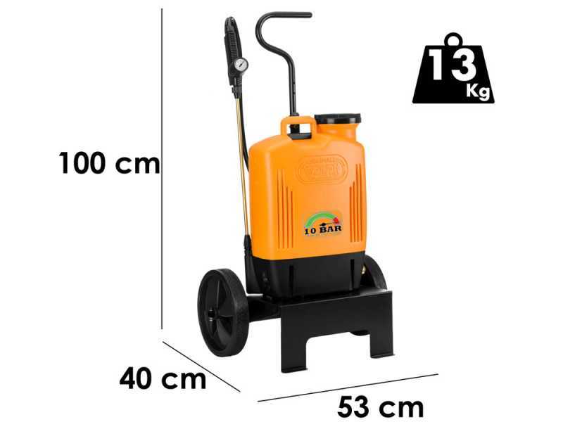 Volpi 22PTC - Pompa per irrorazione elettrica a batteria - Su carrello con ruote