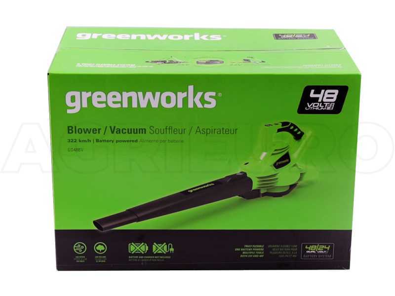 Soffiatore - Aspiratore a batteria Greenworks GD48BV - SENZA BATTERIA E CARICABATTERIE