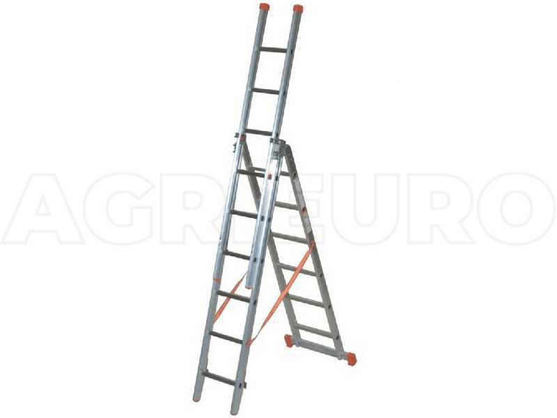 Facal Genia G200-3, 3x6 gradini, 4.10 m - Scala telescopica in alluminio - Altezza stimata operativa 5.10 m
