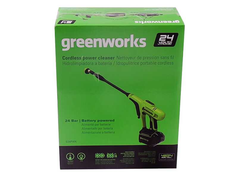 Pistola idropulitrice a batteria Greenworks G24PWX - 24V - SENZA BATTERIE E CARICABATTERIE