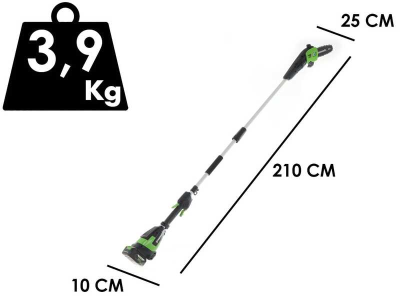 Greenworks G48PS - Potatore su asta di prolunga a batteria 48V -  Batteria 2Ah