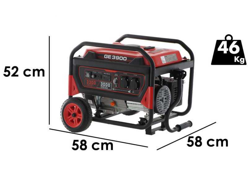 Mosa GE 3900 - Generatore di corrente a benzina carrellato 3.3 kW - Continua 3 kW Monofase