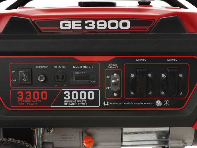 Mosa GE 3900 - Generatore di corrente a benzina carrellato 3.3 kW - Continua 3 kW Monofase