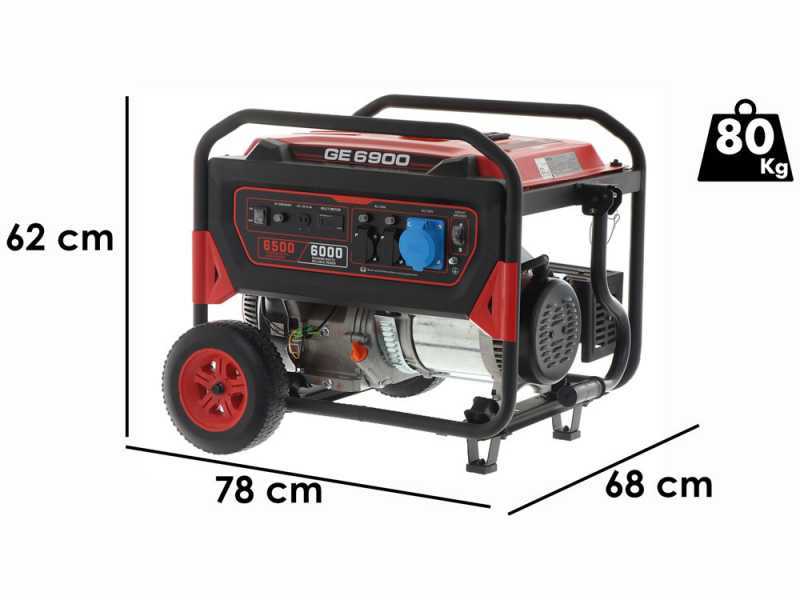 Mosa GE 6900 - Generatore di corrente benzina carrellato 6.5 kW - Continua 6 kW Monofase