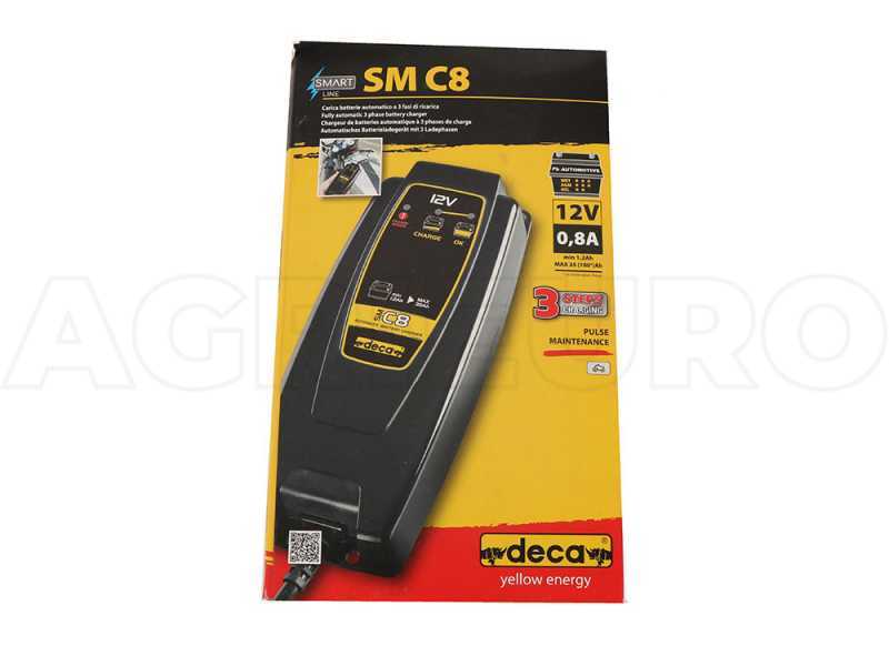 Deca SM C8 - Caricabatterie automatico auto - 12V - Batterie auto e moto fino a 35Ah