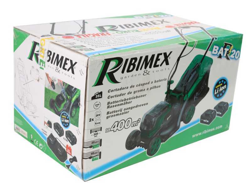 Ribimex PRBAT20-TON33 - Tagliaerba a batteria - 2x20V/4Ah - Taglio 34 cm