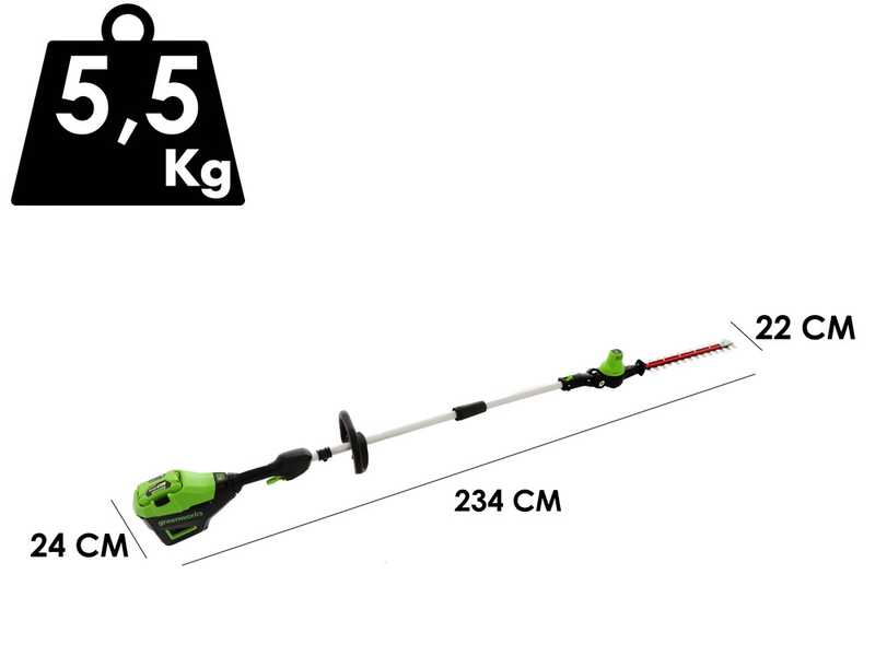 Greenworks G60PHT51 - Tagliasiepi su asta di prolunga a batteria 60V 2Ah - Starter kit 60V 2Ah in omaggio!