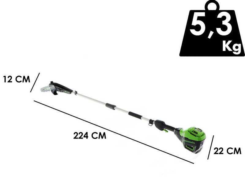 Greenworks GD60PS25 - Potatore su asta di prolunga a batteria 60V - SENZA BATTERIE E CARICABATTERIE