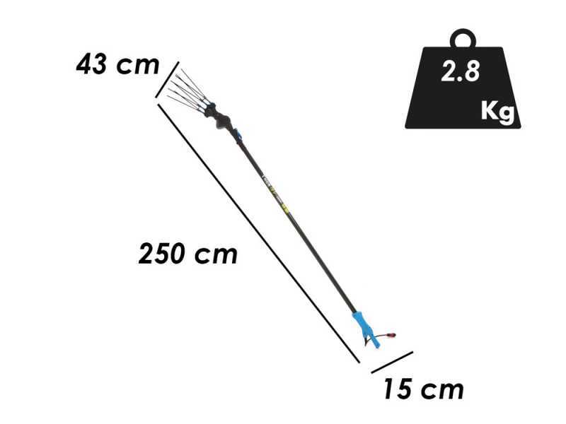 Lisam Thor - Abbacchiatore Elettrico a batteria - Con 8 denti in carbonio - Asta Telescopica