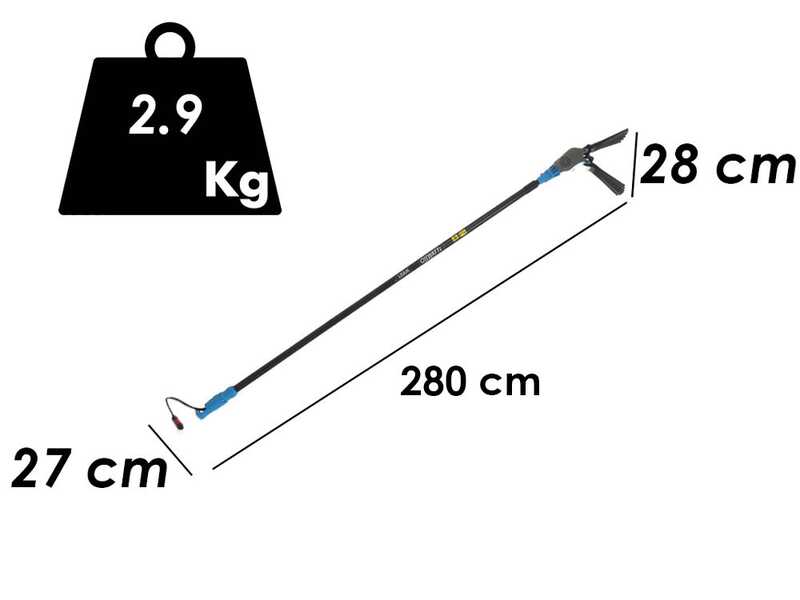 Lisam Oliwatt 2 - Abbacchiatore Elettrico a batteria - Con denti in Nylon - 280 cm - Asta Fissa