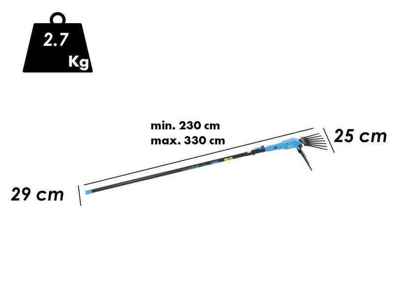 Lisam Oliveco - Abbacchiatore Elettrico a batteria - Con denti in Nylon  - 230-330 cm - Asta Telescopica