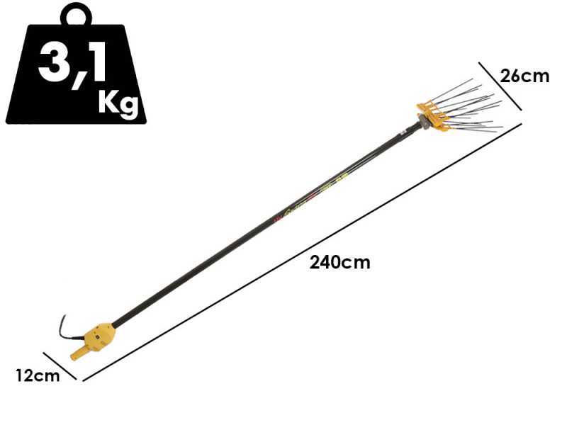 Lisam Swing - Abbacchiatore Elettrico a batteria - Con 8 + 8 denti in carbonio - Asta Fissa