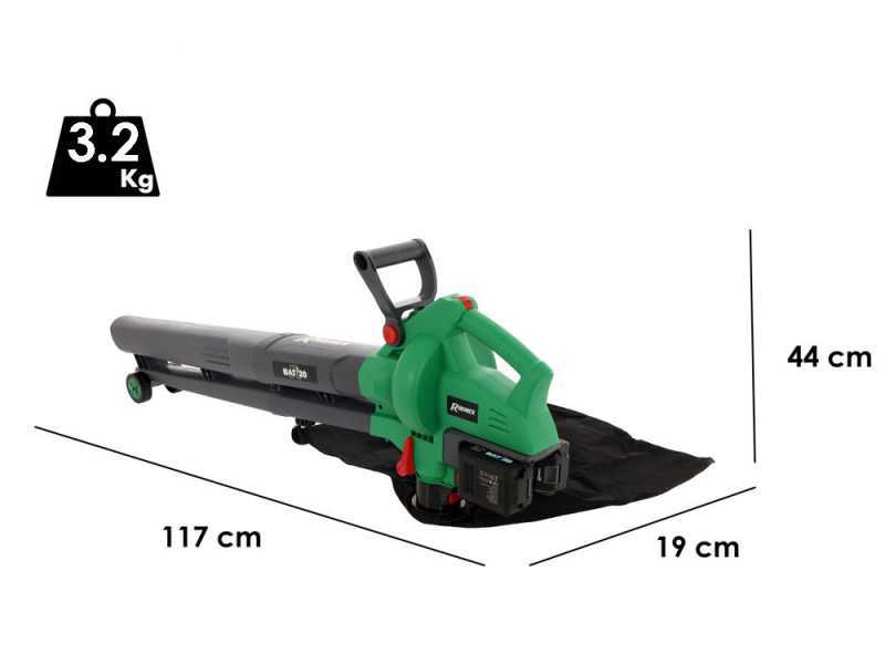 Ribimex PRBAT20-ASBSB - Soffiatore aspiratore a batteria - SENZA BATTERIE E SENZA CARICABATTERIE