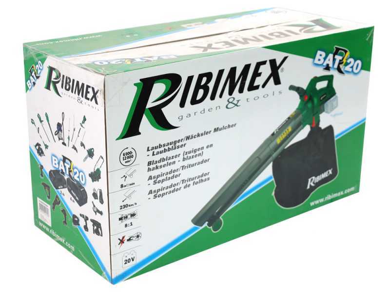 Ribimex PRBAT20-ASBSB - Soffiatore aspiratore a batteria 40V 4Ah