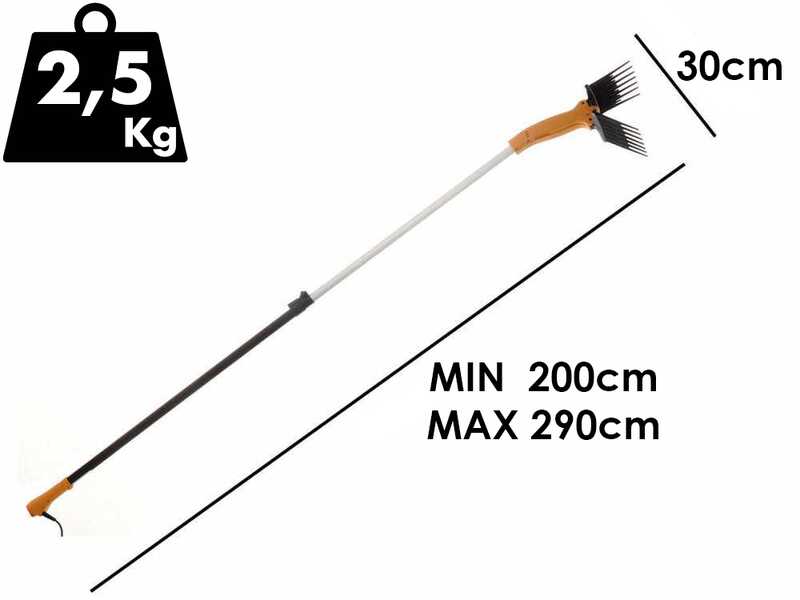 Volpi Olytech Dualcomb 13 - Abbacchiatore elettrico a batteria 200-290 cm asta telescopica
