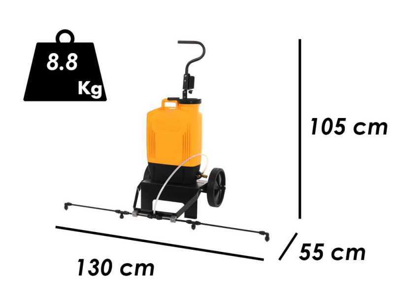 Volpi 22 PTB - Pompa per irrorazione e diserbo elettrica a batteria - Su carrello con ruote