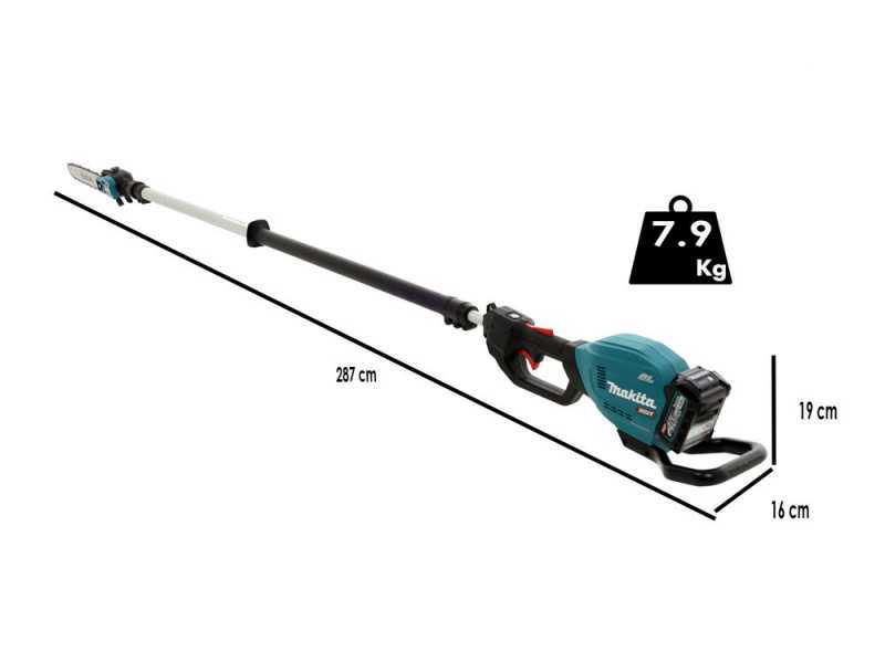 Makita UA004G - Potatore elettrico a batteria su asta telescopica da 40V 2,5Ah - Batteria e Caricabatteria inclusi