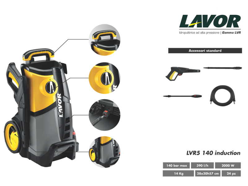 LAVOR LVR5 140 - Idropulitrice a freddo semiprofessionale - 390 l/h max - 140 bar