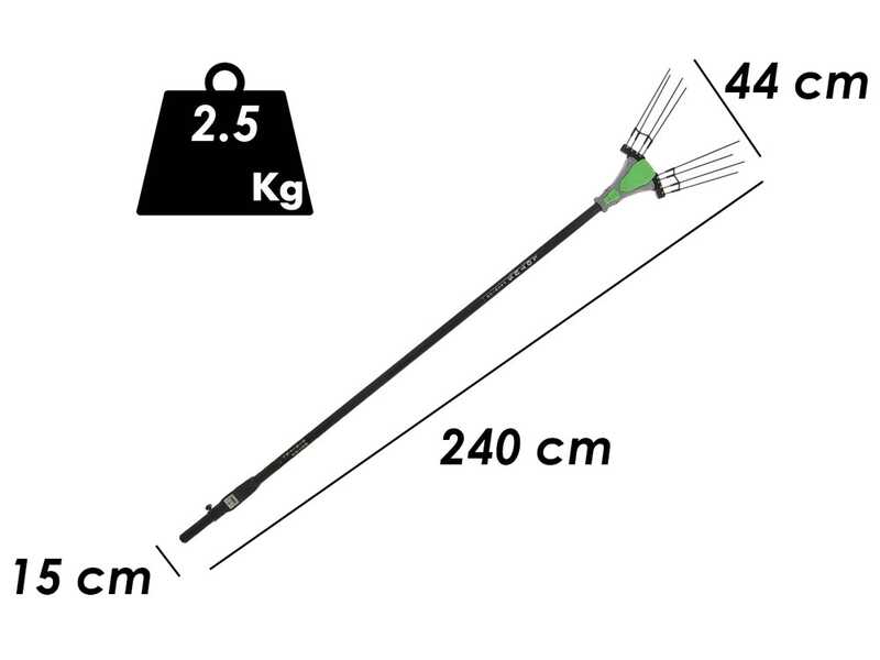 EGO Lotus - Abbacchiatore elettrico 240 cm a batteria - Asta fissa in alluminio - SENZA BATTERIE E CARICABATTERIE