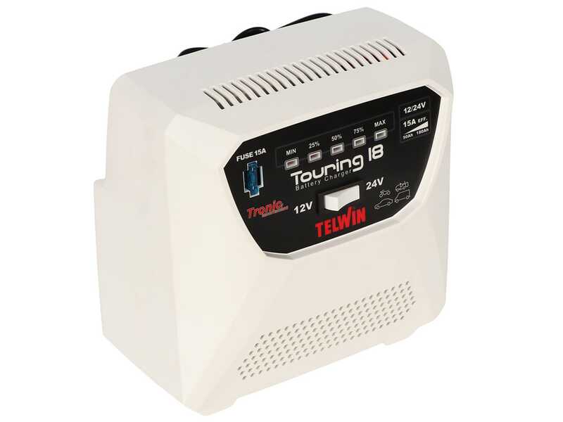 Set completo: carrello porta batteria Geotech + Batteria 50 ah + caricabatteria Telwin Touring 18