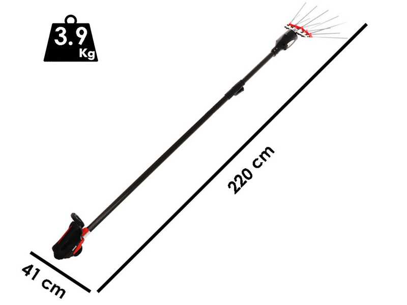 Infaco V5000P3ET - Abbacchiatore elettrico a batteria - Asta telescopica da 220 a 280 cm - Batteria a zaino inclusa