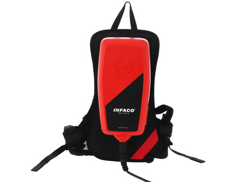 Infaco V5000P3ET - Abbacchiatore elettrico a batteria - Asta telescopica da 220 a 280 cm - Batteria a zaino inclusa