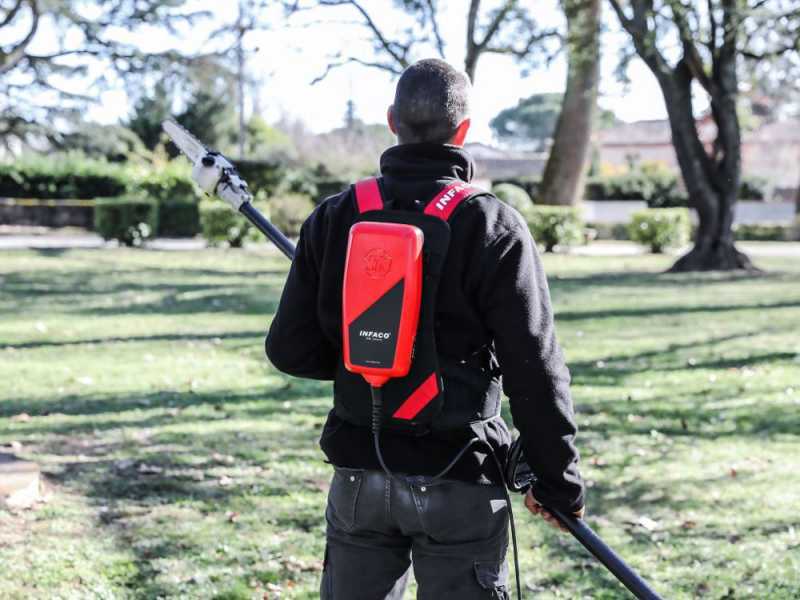 Infaco TR9 - Potatore a batteria su asta fissa da 183 cm - Batteria a zaino inclusa