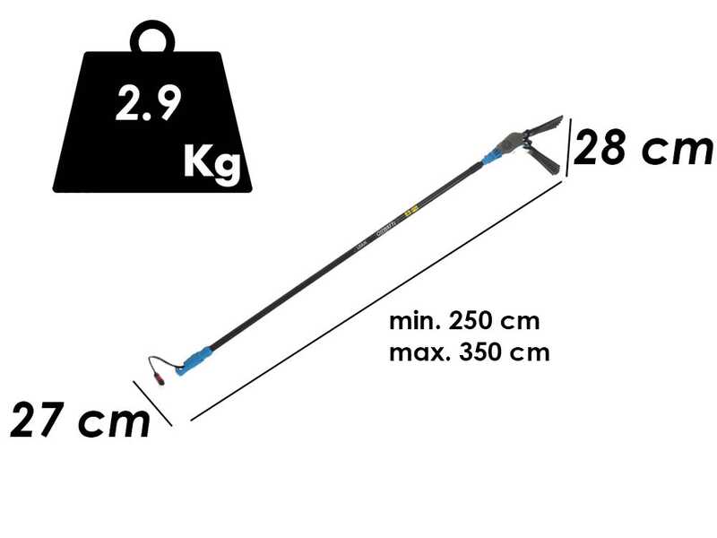 Lisam Oliwatt 2 - Abbacchiatore Elettrico a batteria - Con denti in Nylon - 250-350 cm - Asta Telescopica