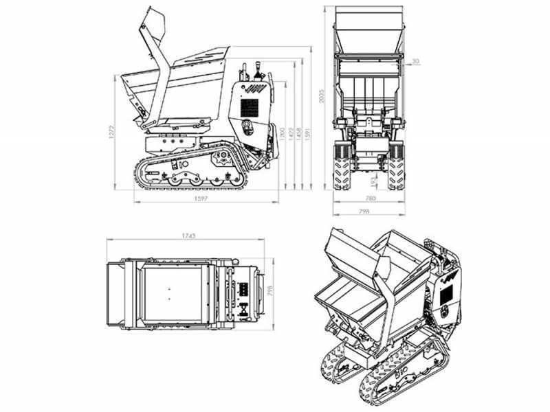 Motocarriola cingolata RAPTOR 7800 YEDT 4.0 - Yanmar L100E - Con pala