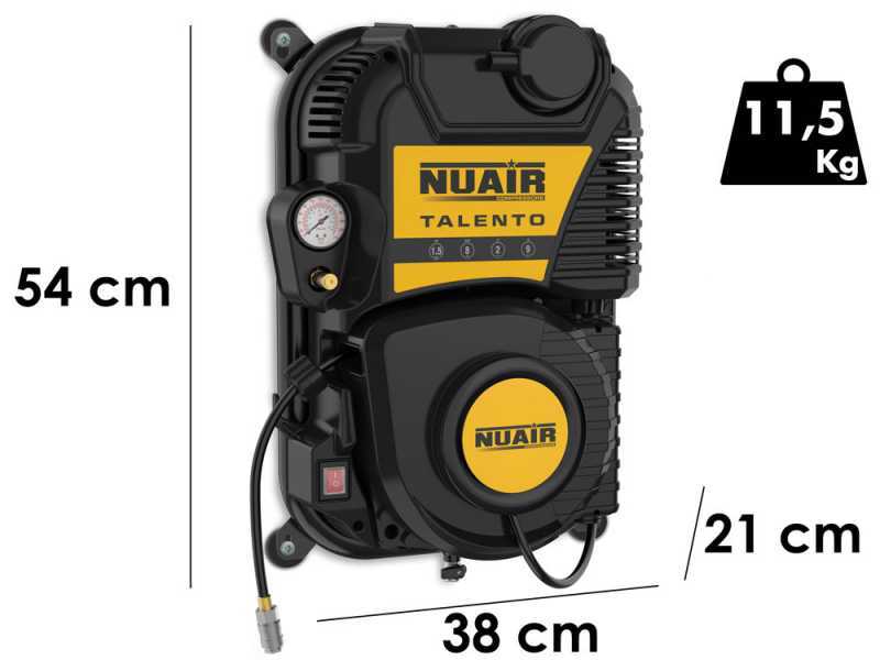 Nuair Talento - Compressore monofase a muro, oil-less - Motore 1.5 HP 