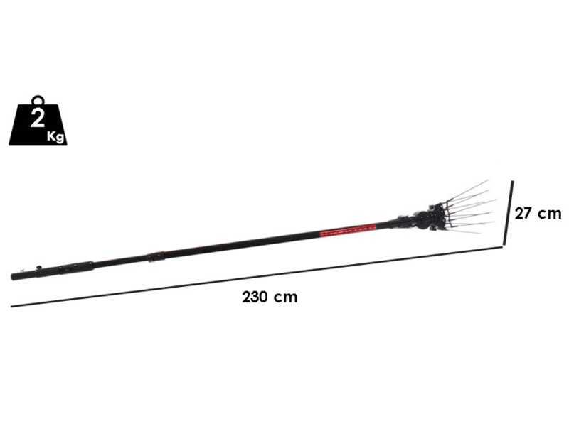 Aima TWIST 2.0 plus - Abbacchiatore elettrico a movimento orizzontale - Asta telescopica 230 cm