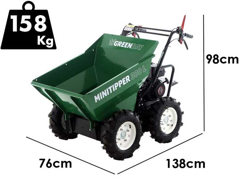 GreenBay MiniTipper 300 L - Motocarriola 4x4 con motore Loncin G200F