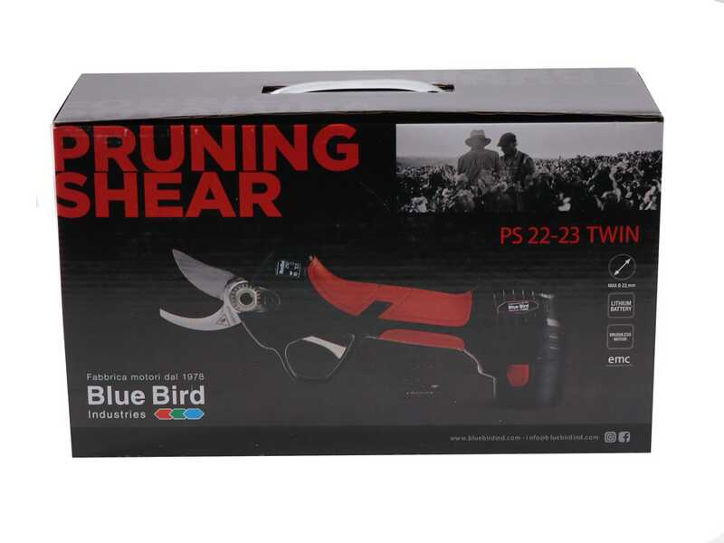 Blue Bird PS 22-23 Twin - Forbice elettrica da potatura - 8.4V 2Ah - Diametro di taglio 23mm