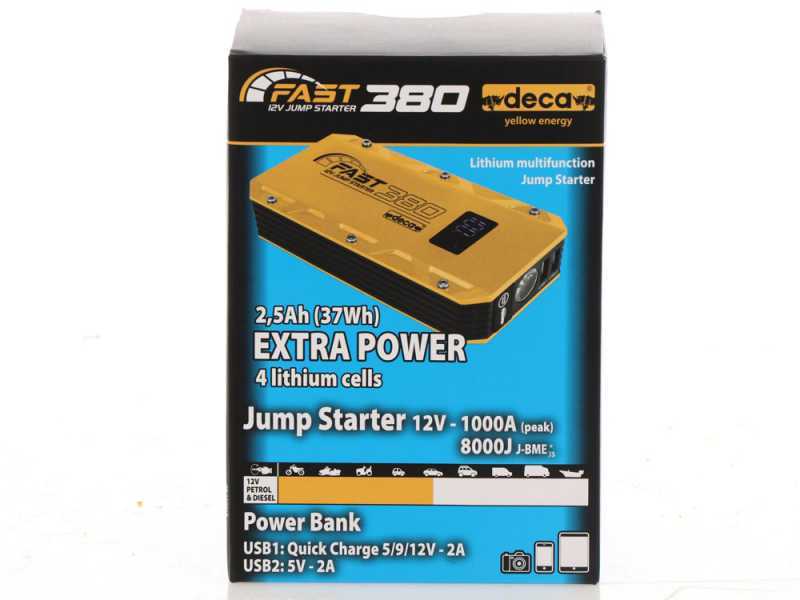 Avviatore portatile multifunzione e Power Bank Deca Fast 380