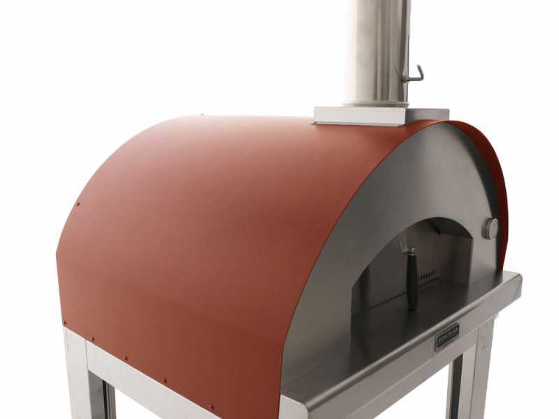 Fontana Mangiafuoco Rosso - Forno a legna da esterno con carrello