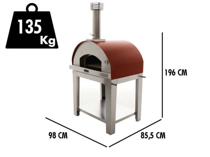 Fontana Mangiafuoco Rosso - Forno a legna da esterno con carrello
