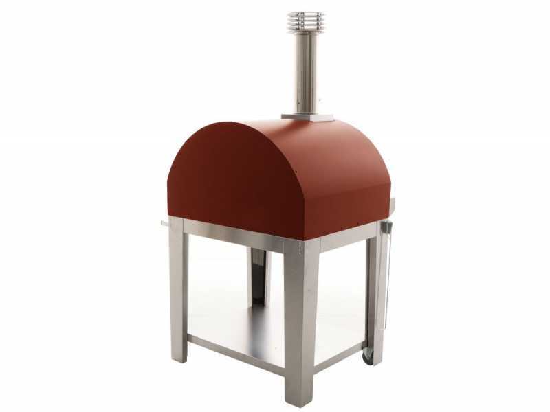 Fontana Mangiafuoco Rosso - Forno a legna da esterno con carrello
