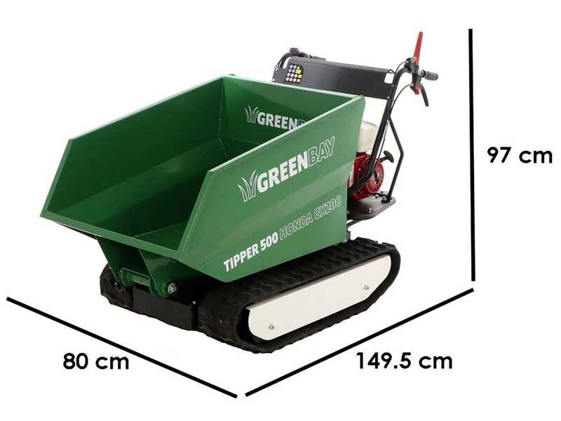 GreenBay TIPPER 500 HONDA GX200 - Motocarriola cingolata dumper - Portata 500Kg