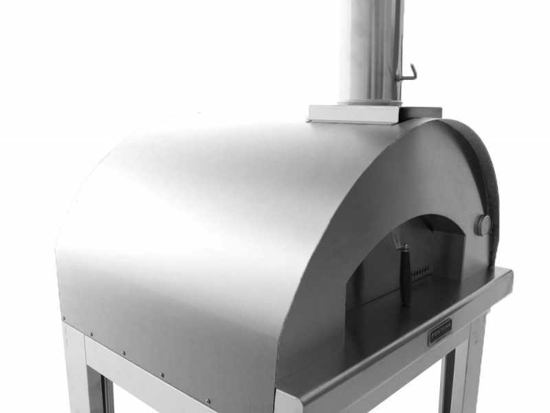 Fontana Mangiafuoco INOX - Forno a legna da esterno con carrello