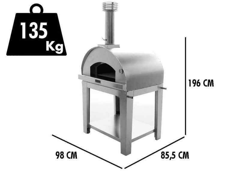 Fontana Mangiafuoco INOX - Forno a legna da esterno con carrello