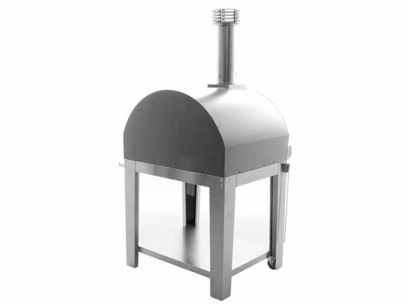 Fontana Mangiafuoco INOX - Forno a legna da esterno con carrello