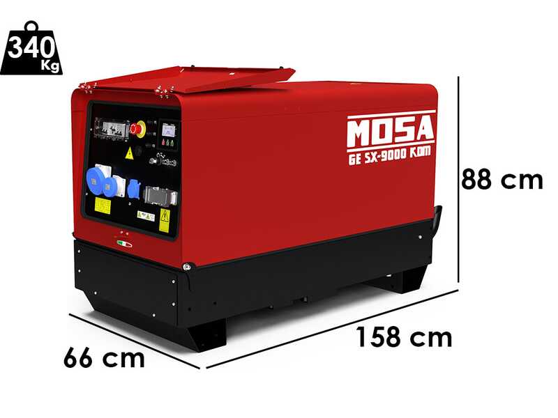 MOSA GE SX-9000 KDM - Generatore di corrente diesel silenziato 8.3 kW - Continua 7.5 kW Monofase