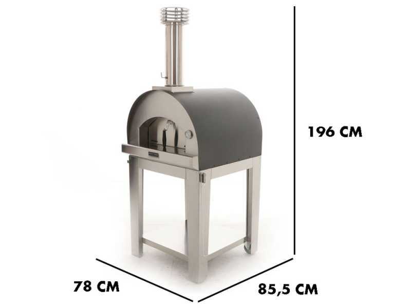 Fontana Margherita Antracite - Forno a legna da esterno con carrello