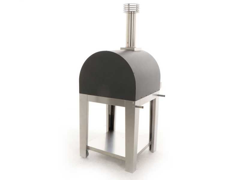 Fontana Margherita Antracite - Forno a legna da esterno con carrello