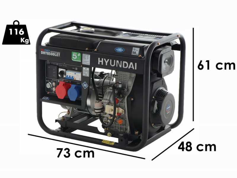  Hyundai DHY8500LET - Generatore di corrente diesel 6 kW - Continua 5.5 kW Full-Power